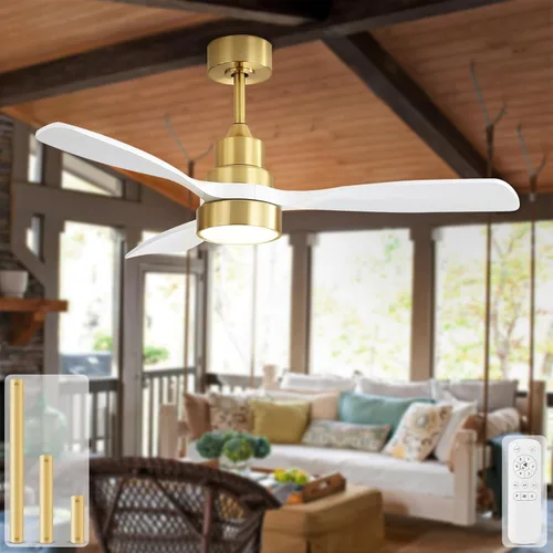 Vista 8 de Sofucor - Ventilador de techo inteligente de 48 pulgadas con luces y control remoto/APP, compatible con Alexa/Google, ventilador de techo de perfil