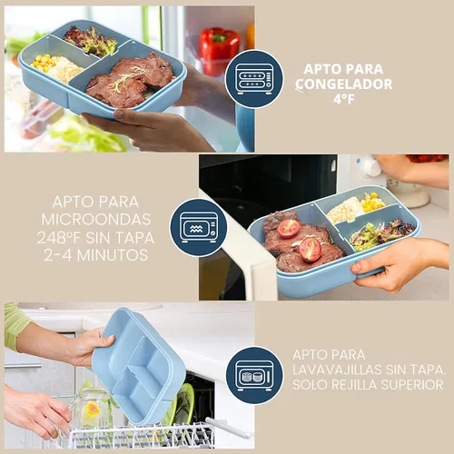 Vista 6 de MISS BIG® Fiambrera estilo bento,Fiambrera estilo bento para niños,Fiambrera para niños,Fiambrera para niños a prueba de fugas,Contenedores