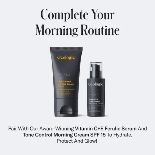 Vista 4 de Geologie Crema facial de control de tono con SPF 15 Hidratante iluminador con niacinamida, ácido hialurónico y ácido azelaico Reduce