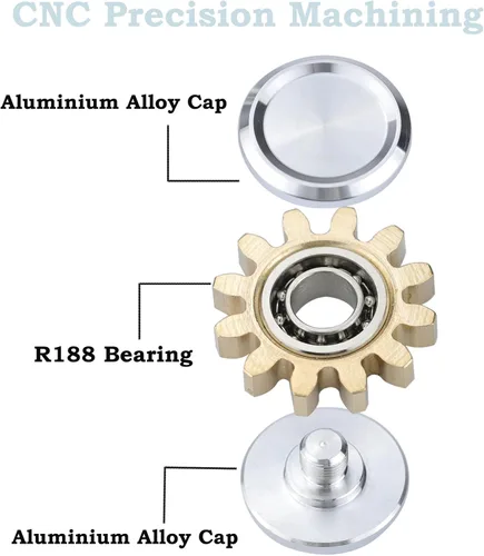 Vista 3 de Fidget Spinner de metal para adultos, pequeños juguetes de mano pequeños, bloques de engranaje de cobre, giroscopio de dedos extensible, rodamiento
