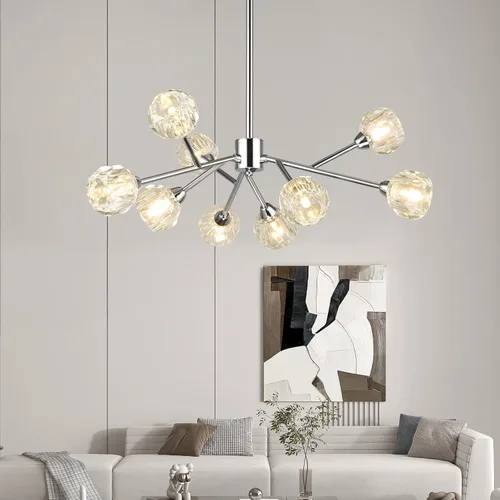 Vista 13 de Weesalife Sputnik - Candelabros para comedor, 6 luces de 25 pulgadas de diámetro Black Sputnik Chandeliers Adjustable Height Modern Crystal