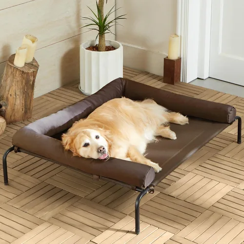 Vista 10 de Cama elevada refrescante para perros grandes – Cuna elevada impermeable con reposacabezas inclinado, malla Teslin transpirable, cama duradera