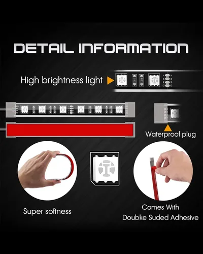 Vista 4 de SUNPIE - Kit de 8 tiras de luz LED impermeables con control remoto RF, luces de acento multicolor para motocicleta, para Harley Honda, Kawasaki