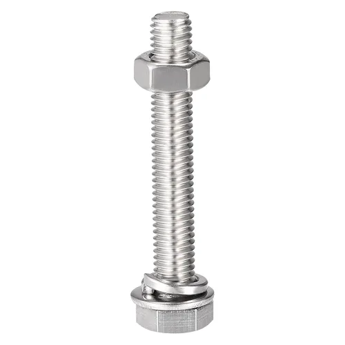Vista 4 de uxcell Tornillos de cabeza hexagonal M8 x 1.969 in, tuercas, kits de arandelas planas y de bloqueo, tornillos hexagonales de acero inoxidable 304, 4