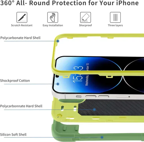 Vista 3 de MARKILL Funda compatible con iPhone 14 Pro de 6.1 pulgadas con soporte de anillo integrado, protección contra caídas de grado militar, carcasa