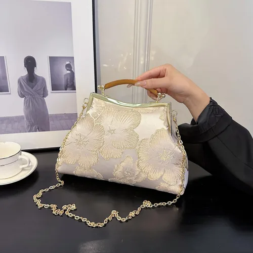 Vista 2 de Bolsos de mano florales para mujer, monederos de noche de flores de diseñador y embragues para formalbodanoviainvitadafiestabaile de graduación