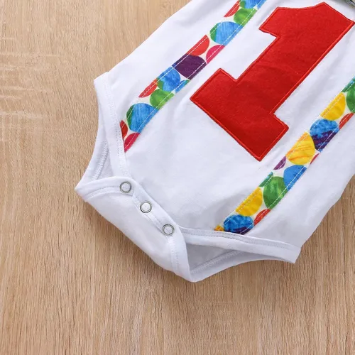 Vista 5 de Ropa divertida para el primer cumpleaños para bebé, ropa para bebé, corbatín, diseño de dinosaurio, conjunto de pantalones con tirantes