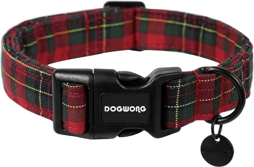 Vista 34 de DOGWONG Collar de Algodón para Perro, Collar para Perro de Cuadros Azules Resistente, Collar Suave y Duradero para Perro Macho, Lindo Collar de A