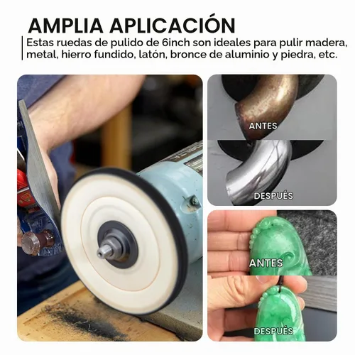 Vista 6 de SCOTTCHEN Rueda de pulido de algodón de 6 pulgadas, almohadilla de pulido cosida en espiral extra gruesa para herramienta de molinillo de banco