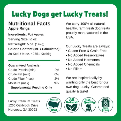 Vista 6 de Lucky Premium - Anillos de manzana – Golosinas de manzana de cecina fina y crujientes totalmente naturales para perros, golosinas vegetarianas