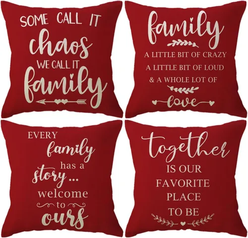 Vista 11 de ULOVE LOVE YOURSELF Juego de 4 fundas de cojín decorativas con citas para el hogar, 18 x 18 pulgadas, fundas de almohada rústicas con palabras
