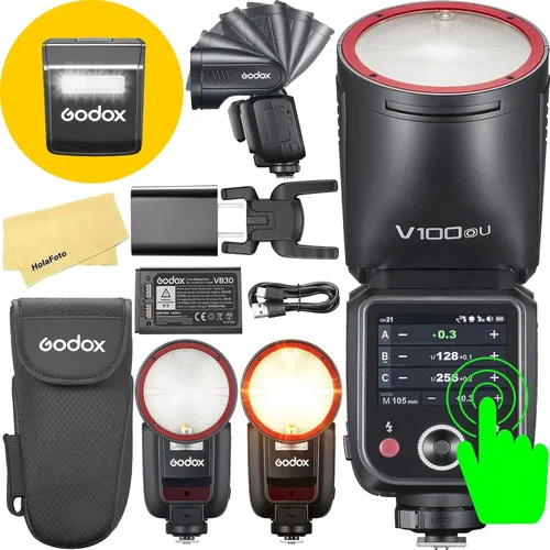 Vista 11 de GODOX Flash de cámara V100 V100C V100-C para Canon Flash Speedlite, 100 Ws 2.4G TTL1/8000 HSS, 400 flashes de potencia completa, batería de iones