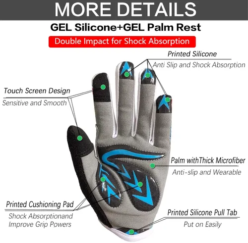 Vista 3 de Kids Bike Gloves Boys Girls Gel Padded Full FingerHalf Finger Road Riding Mountain Bicycle Non-Slip Cycling Glove for Youth Junior Children Ages 2-11