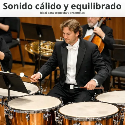 Vista 5 de Timbal, mazo de lana de fieltro de tambor, mango de arce, instrumento de percusión, accesorios para marimba, xilófono, glockenspiel, ideal