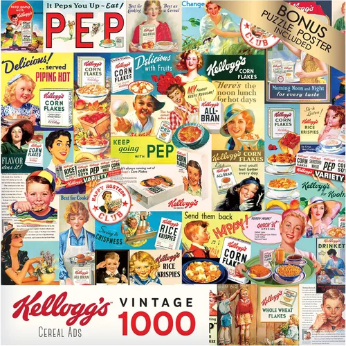 Vista 4 de RoseArt - Kellogg's - Anuncios de cereales - Rompecabezas de 1000 piezas para adultos
