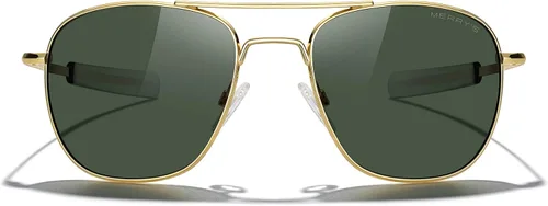 Vista 3 de MERRY'S Gafas de sol polarizadas militares clásicas cuadradas aviador para hombres o mujeres S8636