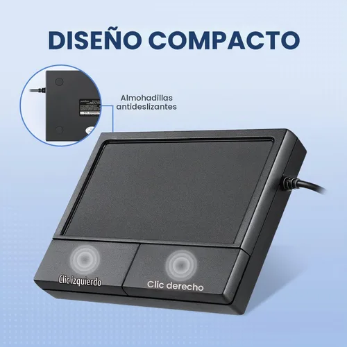 Vista 3 de Perixx PERIPAD-504 - Panel táctil USB con cable, trackpad portátil para usuarios de escritorio y portátiles, tamaño grande, grande