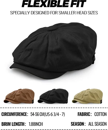Vista 5 de Clakllie Newsboy - Gorra Baker Boy con 8 paneles Peaky Herringbone Gatsby, gorra irlandesa para hombres y mujeres Negro-bl42