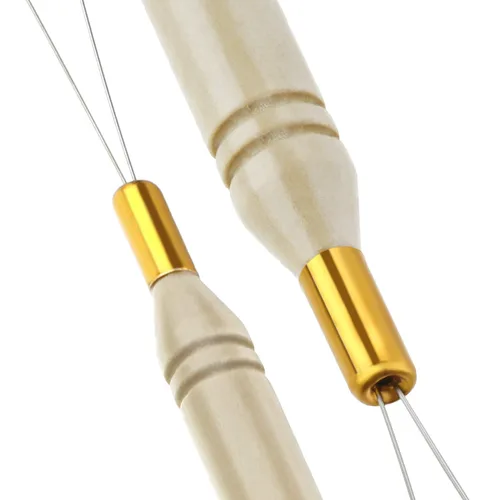 Vista 3 de Chinco Paquete de 10 herramientas de gancho de madera para extensión de cabello, herramienta de gancho para tirar y dispositivo de cuentas