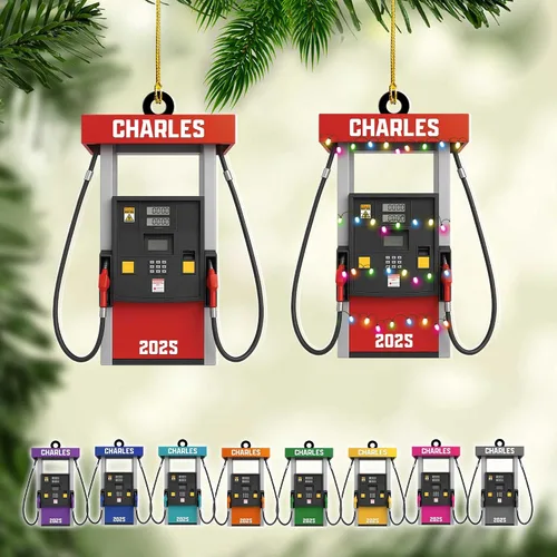 Vista 16 de Adorno de Navidad personalizado con bomba de gas, decoración retro personalizada para árbol de vacaciones, recuerdo único para trabajadores