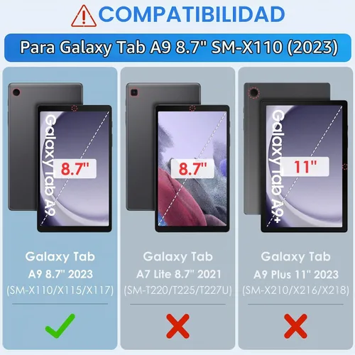 Vista 2 de DETUOSI Funda con teclado retroiluminado para Samsung Galaxy Tab A9 8.7 pulgadas SM-X110 WiFi 2023 Android Tablet con S Pen Holder TPU suave a