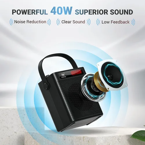 Vista 3 de Amplificador de voz Micrófono inalámbrico/micrófono de mano con 4 efectos de sonido S95 Rechargeable Portable Microphone and Speaker Set Wireless