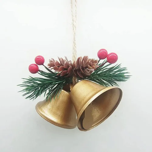 Vista 3 de Adornos de campanas de Navidad, 6 piezas de campanas doradas colgantes, campanas artesanales para decoración de Navidad Dorado