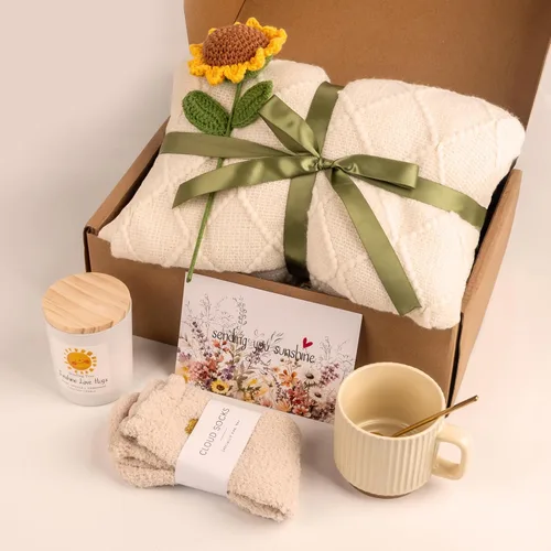 Vista 3 de Anforsun Cestas de regalo únicas para mujeres con diseño de girasol, diseño de girasol, diseño de girasol, ideal para regalar a tu mejor amiga