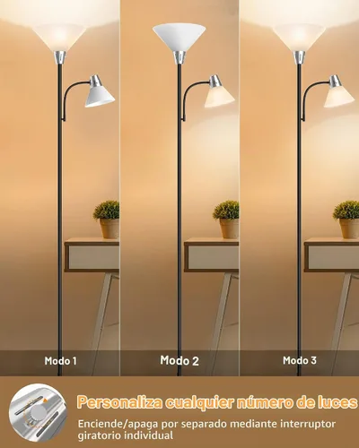 Vista 5 de LEPOWER Lámpara de pie, lámpara de pie brillante con luces LED reemplazables de 3000K