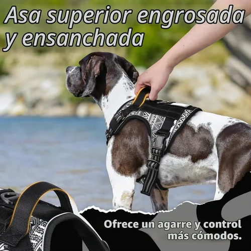 Vista 6 de rabbitgoo Arnés táctico para perros grandes, chaleco de servicio militar sin tirones con asa y Molle, fácil control para entrenar y caminar, correas