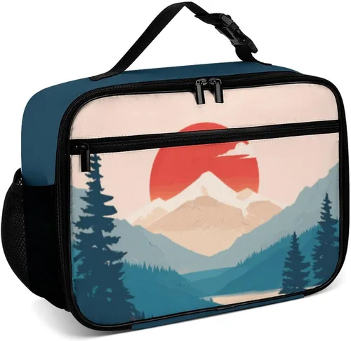 Vista 9 de Lonchera reutilizable con diseño a cuadros y negro y blanco con aislamiento, bolsa de almuerzo para comida y comida, bolsa de mano para mujeres