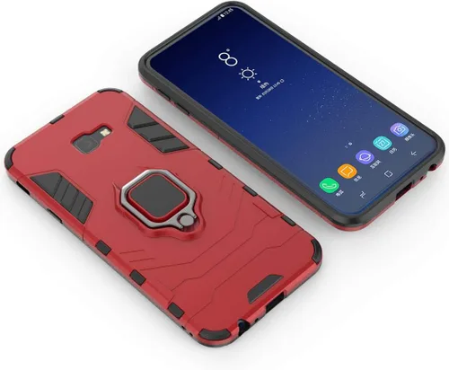 Vista 4 de Funda compatible con Galaxy J4+ (2018), soporte de anillo de metal a prueba de golpes (funciona con soporte magnético para automóvil), funda