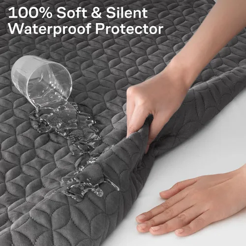 Vista 2 de Protector de colchón individual 100% impermeable, protección 360 contra derrames, manchas y accidentes para padres y dueños de mascotas, viscosa