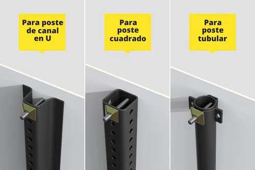 Vista 2 de Kit de 4 piezas de herramientas de montaje de letreros antirrobo para poste de canal en U, pernos de fijación y tuercas, perno de 2.5 pulgadas