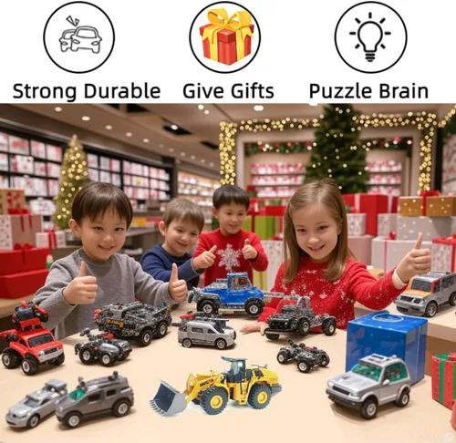 Vista 7 de Bulldozer - Juguetes para niños, cargador de metal resistente, juguete de arena/playa con brazo funcional y cubo, realista, perfecto para caja