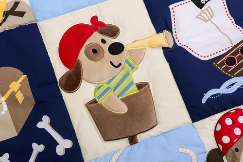Vista 4 de Juego de ropa de cama de cuna de bebé de animales azules para cuna, 8 piezas