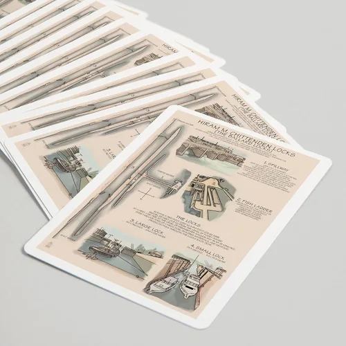 Vista 5 de Lantern Press Ballard Locks Technical, 52 Playing Cards for Adults, Poker Size Card Deck