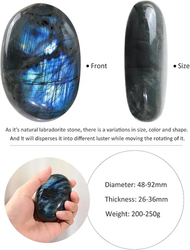 Vista 3 de Rockcloud Piedra de palma irregular natural pulida para el pulgar para ansiedad, equilibrio de chakras Azul