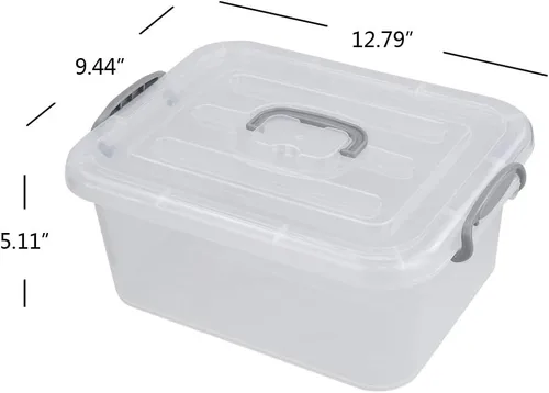 Vista 2 de Paquete de 2 contenedores de almacenamiento con tapa, juego de caja de plástico de 8 litros