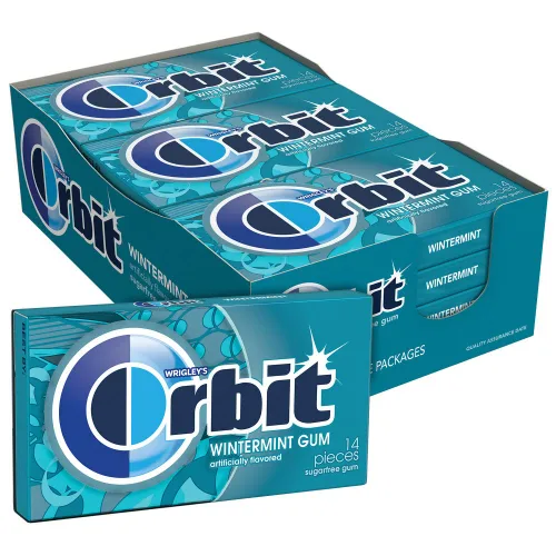 Vista 3 de Chicle sin azúcar ORBIT Wintermint, 12 paquetes al por mayor, 14 piezas cada uno (total de 168) Cool wintermint individually wrapped sugar free