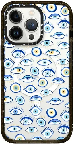Vista 145 de CASETiFY Funda Impact para iPhone 13 [Protección contra caídas de grado militar 4X de 8.2 pies/Compatible con Magsafe] - #1 Mom - Transparente