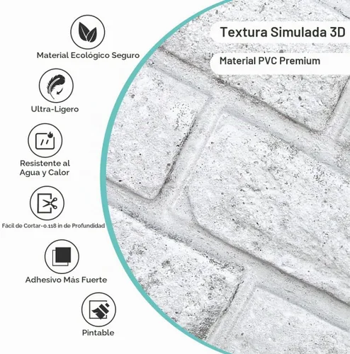 Vista 3 de Commomy Paneles de pared autoadhesivos de ladrillos falsos - 10 piezas de 30 cm x 30 cm de tamaño pequeño, diseño de PVC gris con manchas, papel