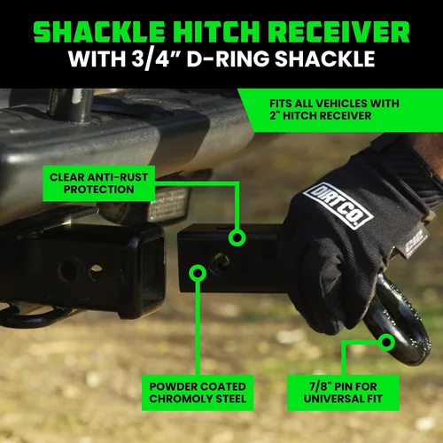 Vista 2 de Rhino USA Receptor de enganche de grillete (se adapta a receptores de 2 pulgadas). Los mejores accesorios de remolque para camiones, Jeep, Toyota