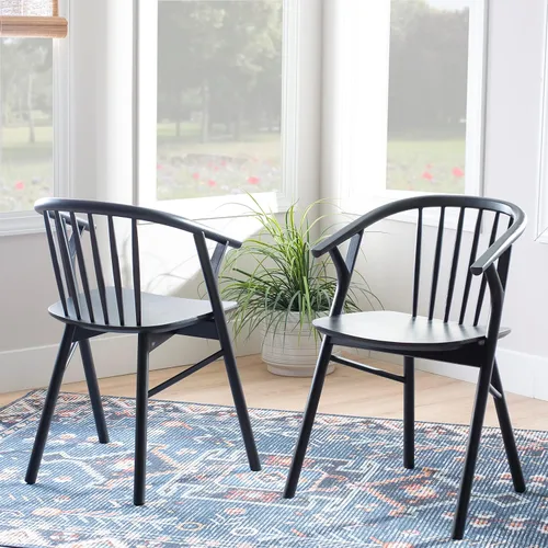 Vista 7 de Linon Breeanne - Silla de comedor con respaldo y silla de montar Windsor color negro