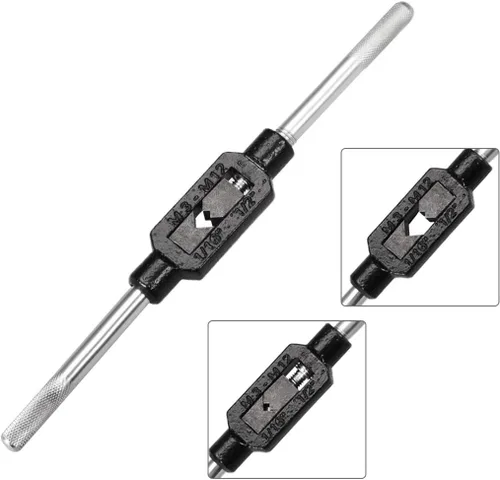 Vista 3 de uxcell Mango de llave de grifo, para roscas métricas M3-M12 1/16"-1/2" (UNC/UNF), soporte para roscado manual para reparación de maquinistas