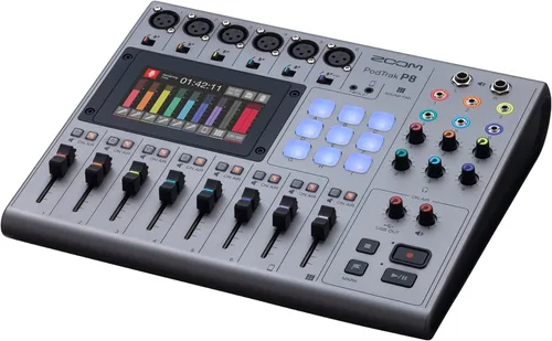 Vista 7 de Zoom PodTrak P8 - Paquete de grabadora de podcasting con paquete de accesorios de micrófono (paquete de 4), soporte de micrófono con brazo de brazo