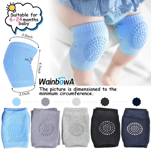 Vista 2 de WainbowA - Rodilleras antideslizantes para bebés y niños, para proteger a bebés y niños, rodillas, codos y piernas, unisex, para bebés y niños