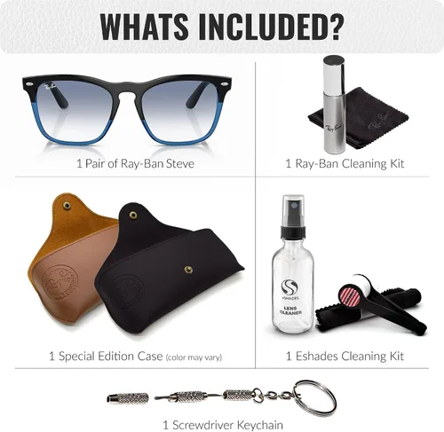Vista 2 de Ray-Ban RB4487 STEVE Square Shaped Sunglasses for Men & Women with Official RAYBAN Eyewear Kit