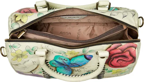 Vista 5 de Anuschka Anna - Bolso de piel pintada a mano para mujer con cremallera redonda