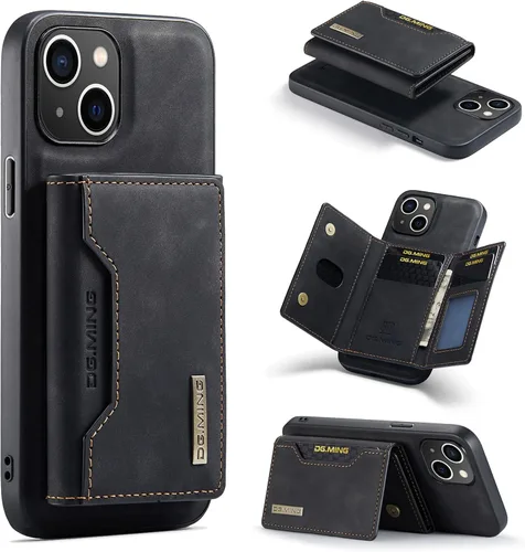 Vista 11 de ZCDAYE Funda tipo cartera para iPhone 11, iPhone 11 (6.1 pulgadas), piel marrón con tarjetero extraíble y función atril